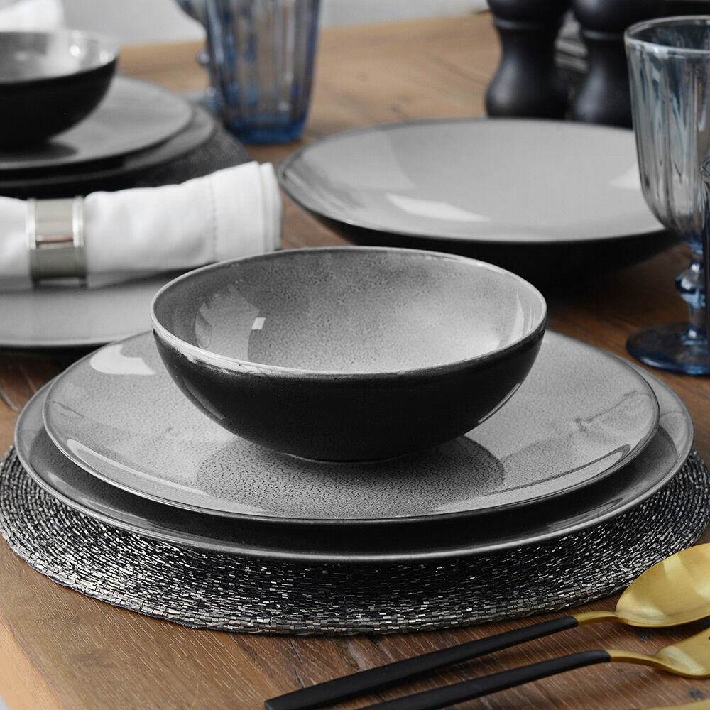 Del Mar Grey Porcelain Dinner Set Two x 20 Piece - 8 Settings
