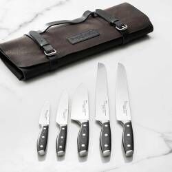 Professional X50 Micarta Knife Set - 5 Piece and Leather Knife Case