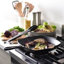 Secondary image for image of Cast Iron Square Griddle Pan 26cm Matte Black