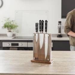 Secondary image for image of Professional X50 Chef Knife Set 5 Piece and Magnetic Glass Block