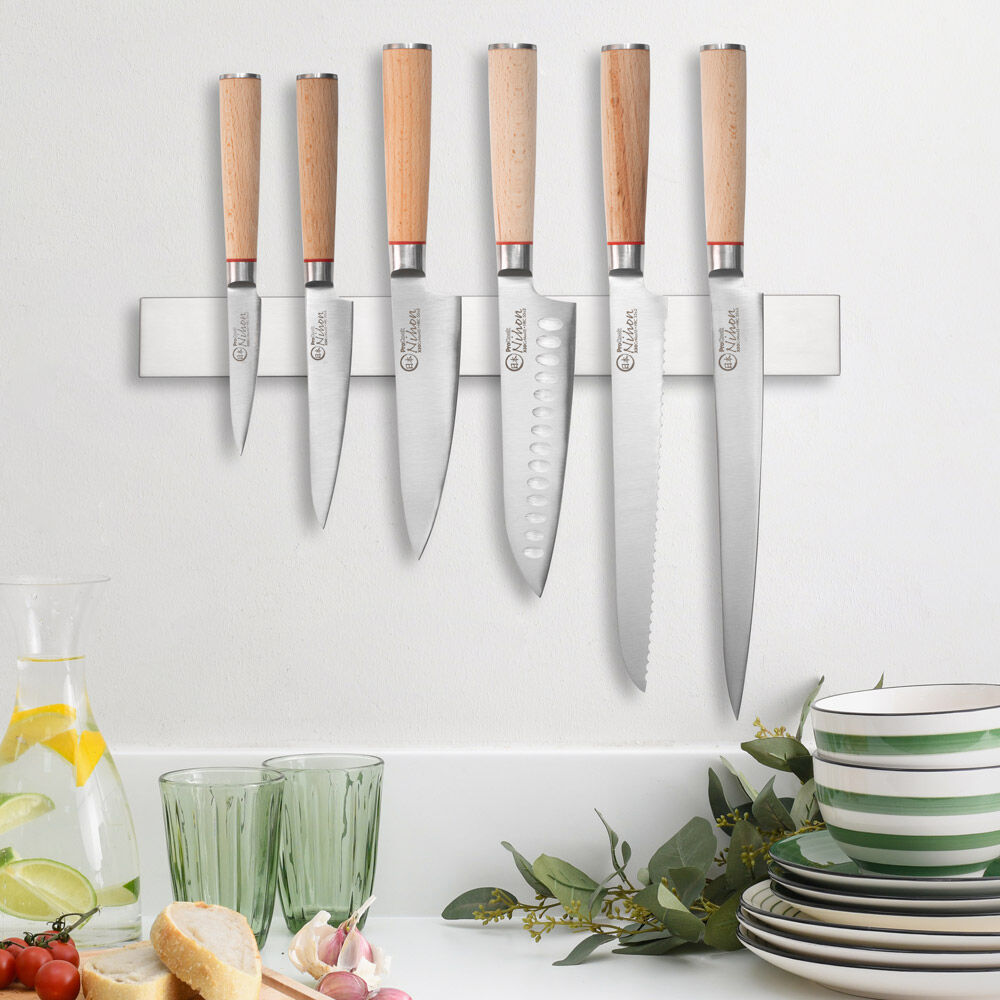 Nihon X50 Knife Set 6 Piece and Magnetic Stainless Steel Knife Rack