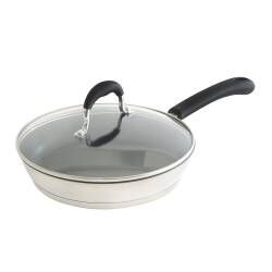 Gourmet Stainless Steel Frying Pan with Lid - 28cm