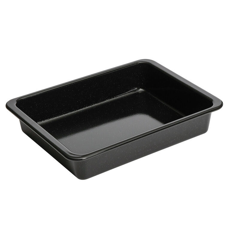 Enamel roasting outlet pan with lid