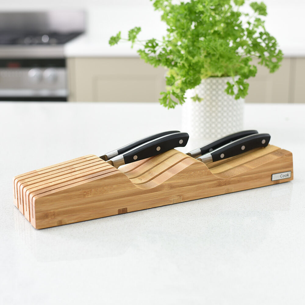 Bamboo In Drawer Knife Block 7 Slot Knife Storage From Procook