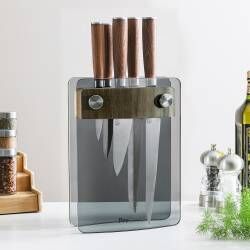 Secondary image for image of Nihon X50 Knife Set 5 Piece and Glass Block