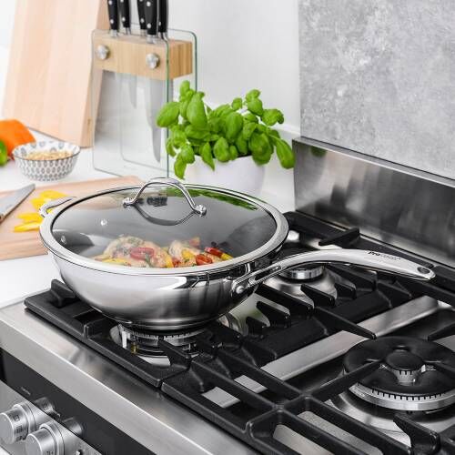 Professional Stainless Steel Wok with Lid