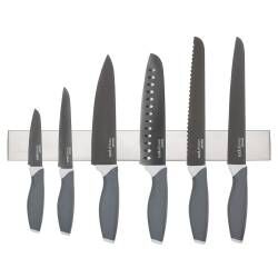 Designpro Titanium Knife Set with Stainless Steel Knife Rack - 6 Piece Ivory