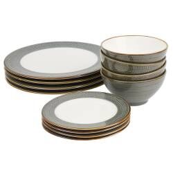 Suppen- ProCook Salcombe Steinzeug Müsli- gestreift 14 cm Nudelschale grau