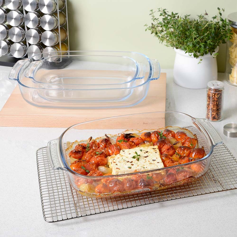 ProCook Glass Ovenware Rectangular Roasting Dish Set of 3