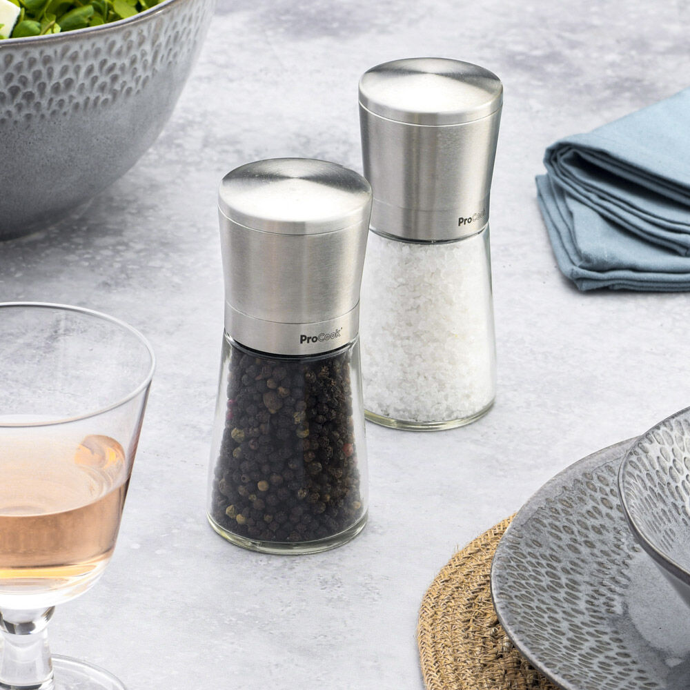 Stainless Steel Salt or Pepper Mill Set 14cm Salt and Pepper Grinders
