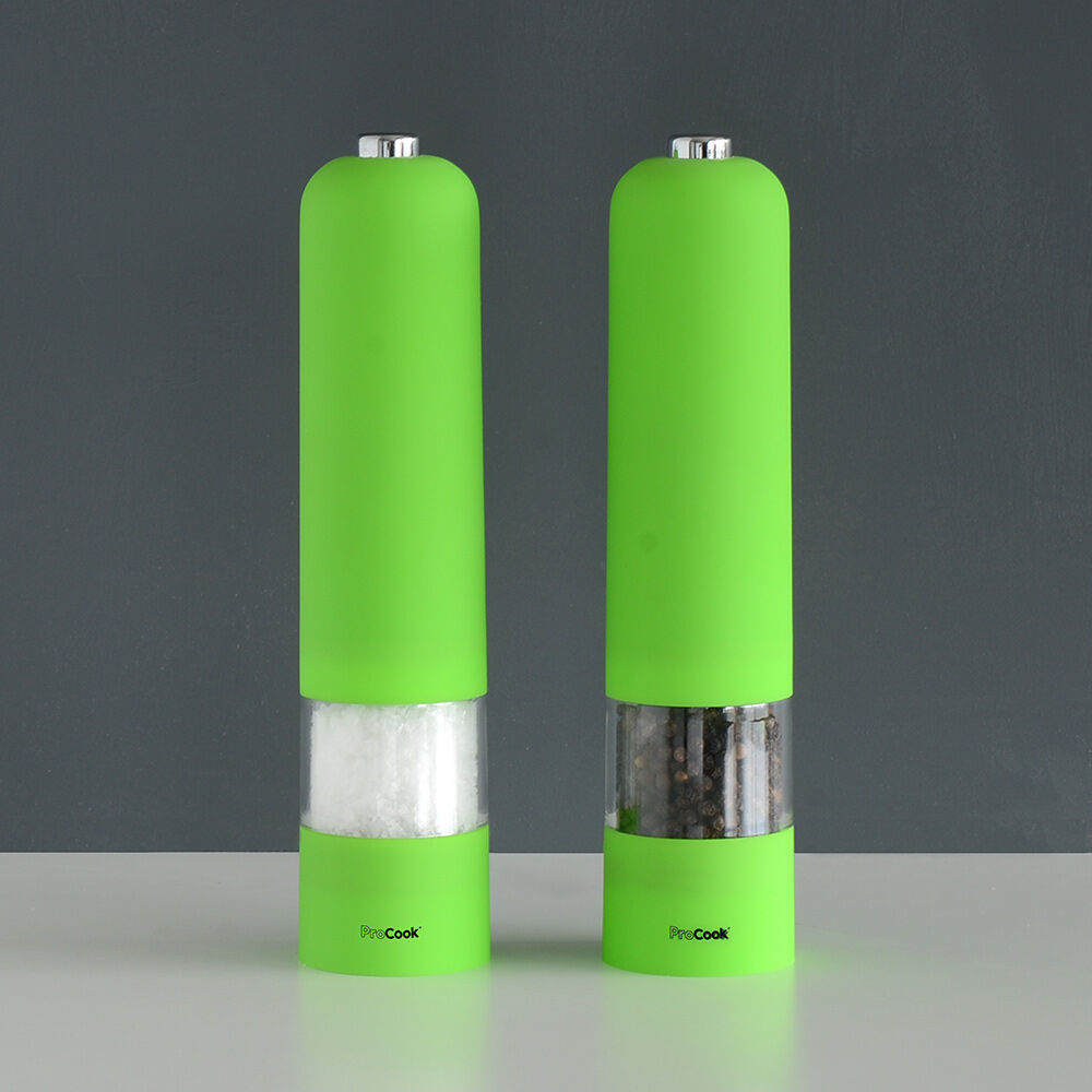 ProCook Electric Soft Touch Salt and Pepper Mill Set Green 22cm