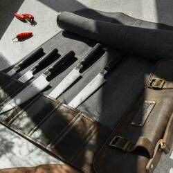 Secondary image for image of Damascus 67 Knife Set 5 Piece and Premium Leather Knife Case