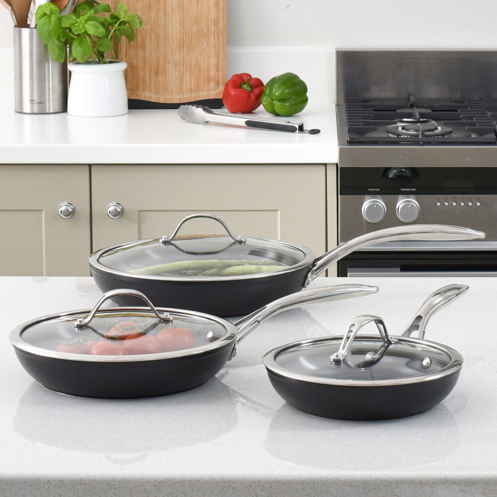 Professional Ceramic Frying Pan with Lid Set 3 Piece