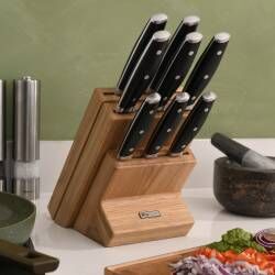 Secondary image for image of Elite AUS10 Knife Set 8 Piece and Wooden Block