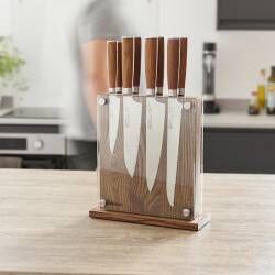 Secondary image for image of Nihon X50 Knife Set 8 Piece and Magnetic Glass Block