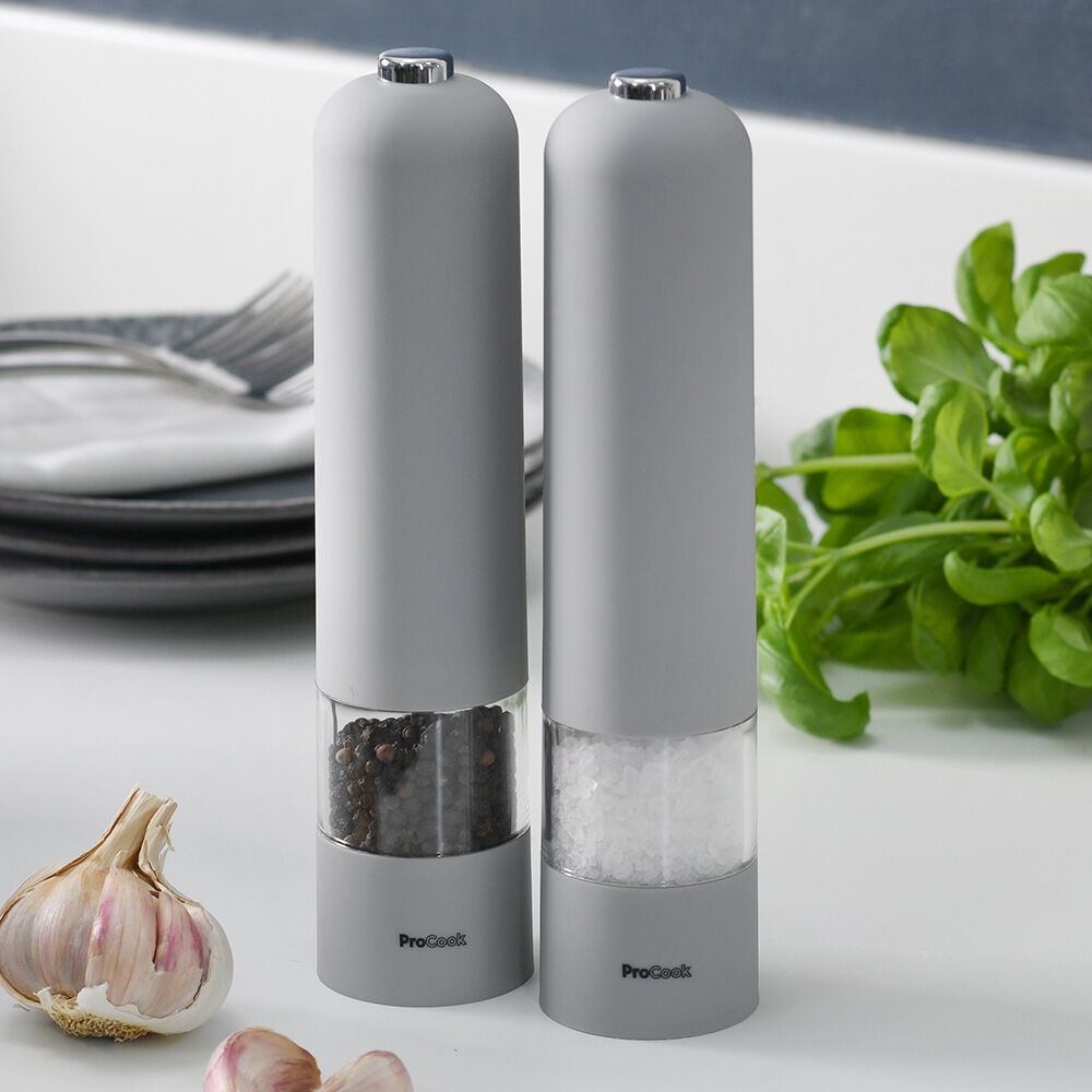 ProCook Electric Soft Touch Salt or Pepper Mill Set Grey 22cm