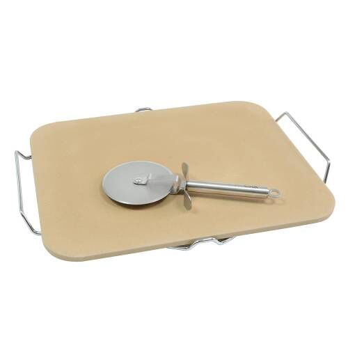 Rectangular Pizza Stone with Pizza Cutter