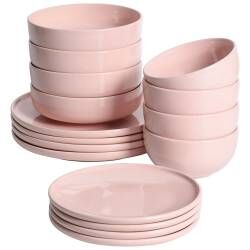 Stockholm Pink Stoneware Dinner Set - 16 Piece - 4 Settings