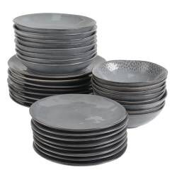 Malmo Charcoal Mixed Dinner Set - Two x 16 Piece - 8 Settings
