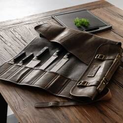 Secondary image for image of Professional X50 Chef Knife Set 5 Piece and Premium Leather Knife Case