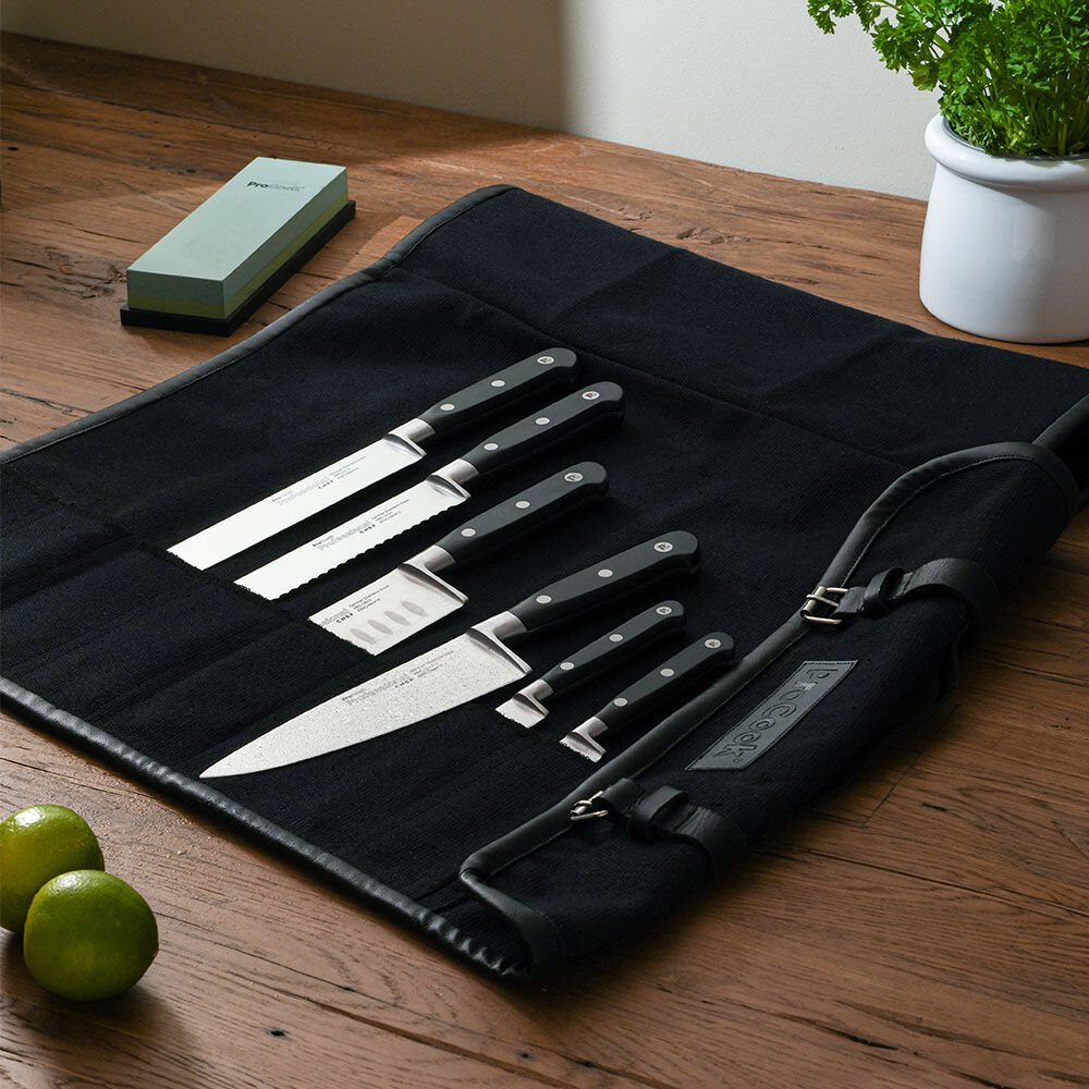 Professional X50 Chef Knife Set 6 Piece and Canvas Knife Case