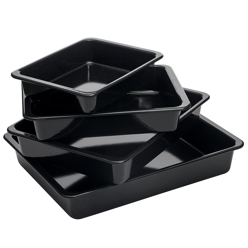 Enamel Bakeware Pie Dish Set 3 Piece Roasting Tins, Trays & Racks