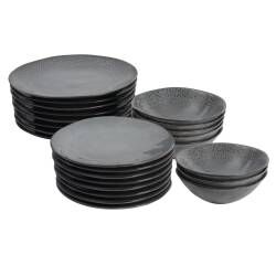 Malmo Charcoal Mixed Dinner Set with Cereal Bowls - Two x 12 Piece - 8 Settings