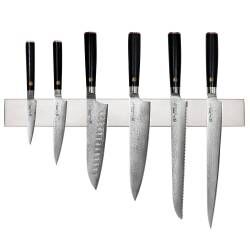 Damascus 67 Knife Set - 6 Piece and Magnetic Stainless Steel Knife Rack