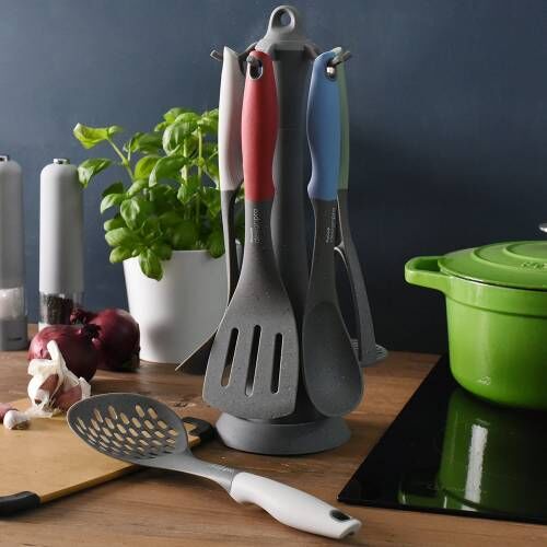 Designpro Nylon Utensil Set with Granite Holder 5 Piece Granite