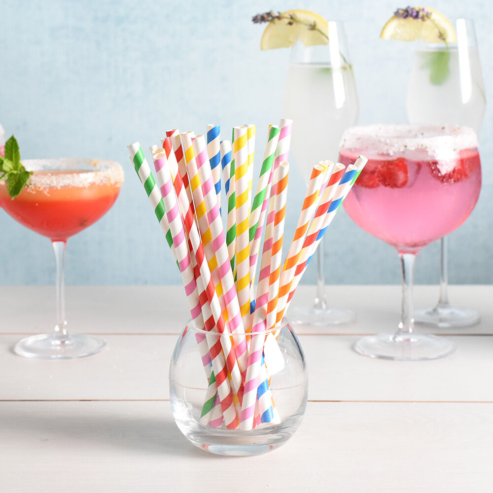 Life's a Beach Paper Straws Candy Stripe 75 Pieces