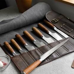 Secondary image for image of Nihon X50 Knife Set 8 Piece and Premium Leather Knife Case