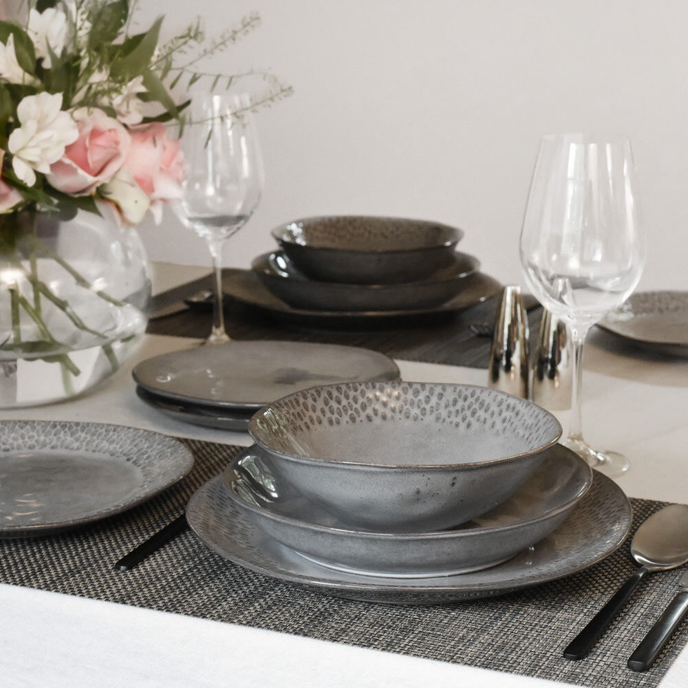 Malmo Charcoal Mixed Dinner Set Two x 16 Piece - 8 Settings