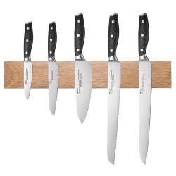 Professional X50 Micarta Knife Set - 5 Piece and Magnetic Oak Knife Rack