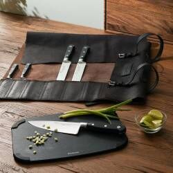Secondary image for image of Professional X50 Chef Knife Set 5 Piece and Leather Knife Case