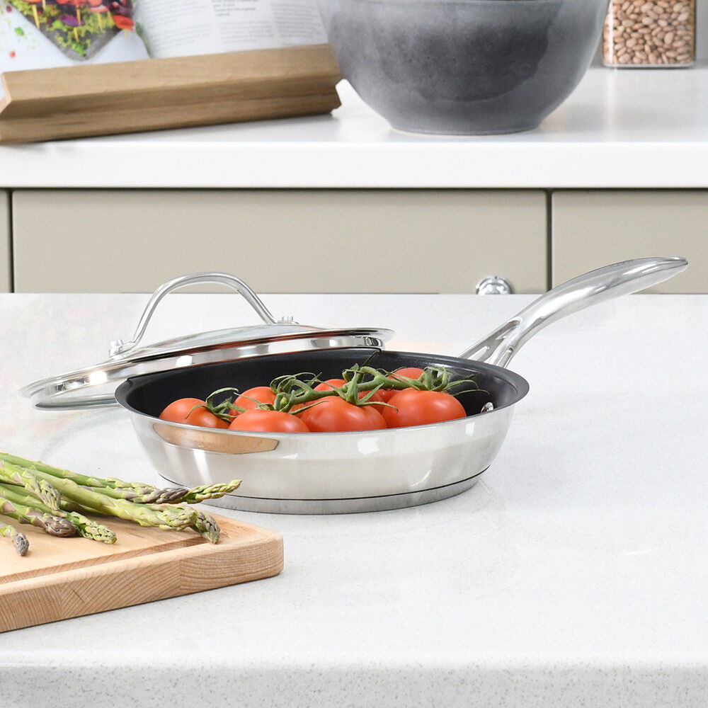Professional Stainless Steel Frying Pan with Lid 20cm