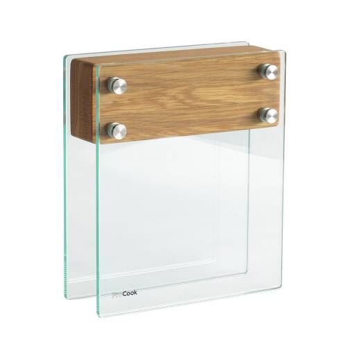 ProCook Magnetic Glass and Oak Knife Block