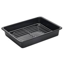 Main image for image of Enamel Roasting Tin with Flat Small Rack 36cm x 27cm