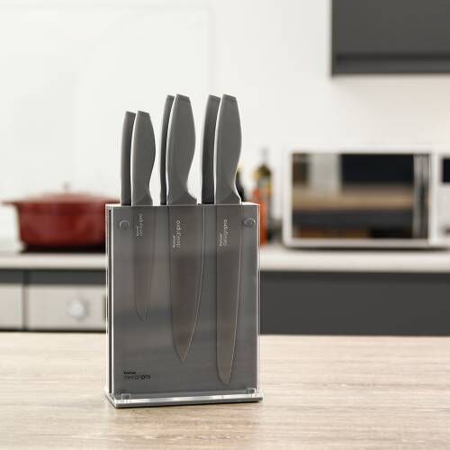 Knifes for Kitchen Accessories Black 6-Piece Forged Knife Block Set  Tempered Glass Block Kitchenware Free Shipping Cleaver Tools - AliExpress