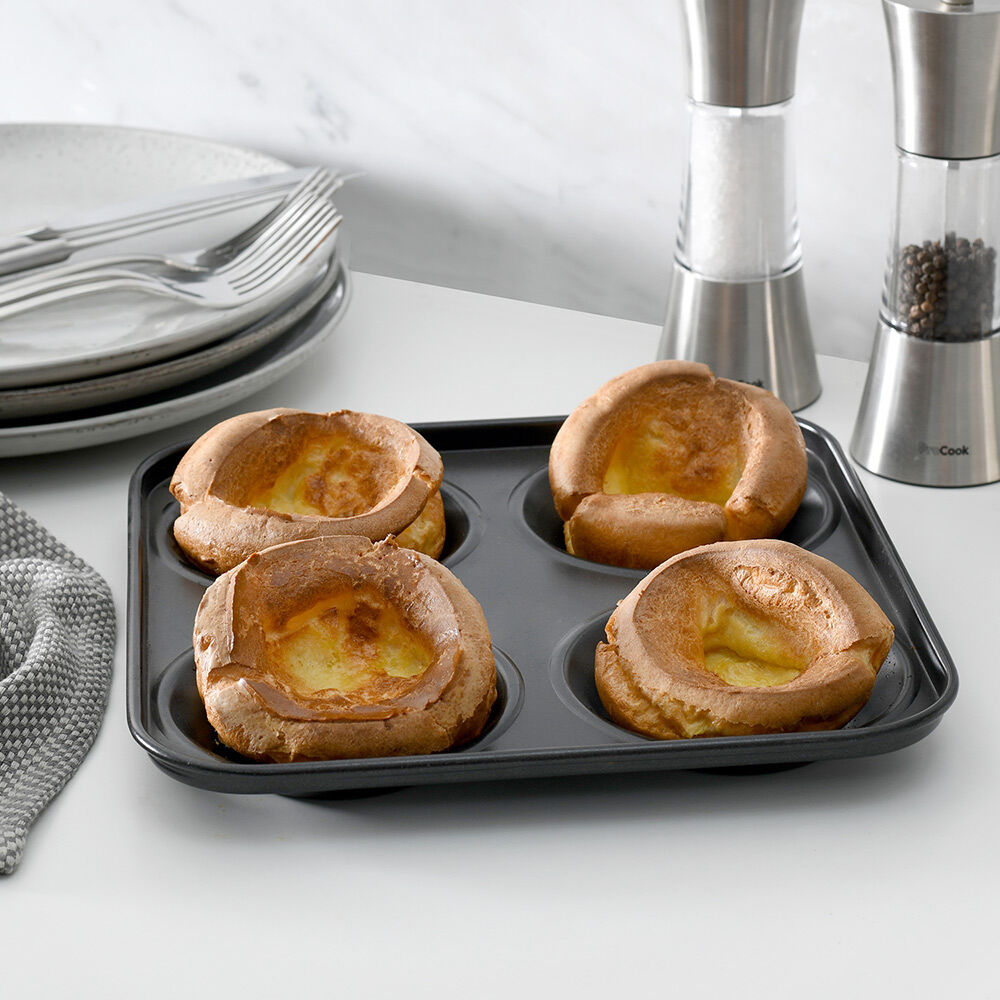 4 CUP YORKSHIRE PUDDING TRAY NON STICK BAKEWARE OVEN BAKING 23CM X 23CM 103232 
