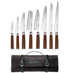 Nihon X50 Knife Set - 8 Piece and Leather Knife Case