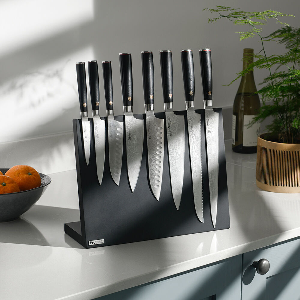 Damascus 67 Knife Set 8 Piece and Black Block Damascus 67