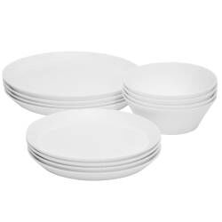 Capri Bone China Dinner Set With Cereal Bowls - 12 Piece - 4 Settings