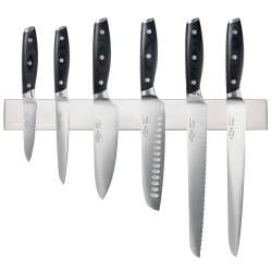 Elite AUS8 Knife Set - 6 Piece and Magnetic Stainless Steel Knife Rack