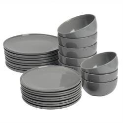 Stockholm Slate Stoneware Dinner Set With Cereal Bowls - Two x 12 Piece - 8 Settings