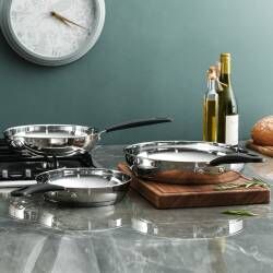 Main image for image of Gourmet Stainless Steel Frying Pan Set Uncoated 3 Piece