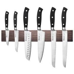 Gourmet Classic Knife Set - 6 Piece and Magnetic Ash Knife Rack