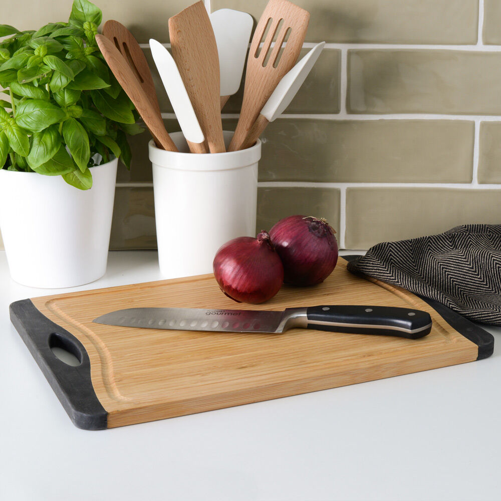 ProCook Non-Slip Bamboo Chopping Board Large Black Ends