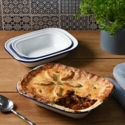 Secondary image for image of Enamel Bakeware Pie Dish Set 3 Piece