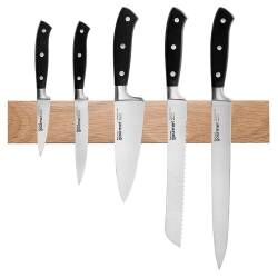 Gourmet X30 Knife Set - 5 Piece and Magnetic Oak Knife Rack