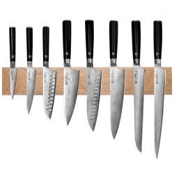 Damascus 67 Knife Set - 8 Piece and Magnetic Oak Knife Rack